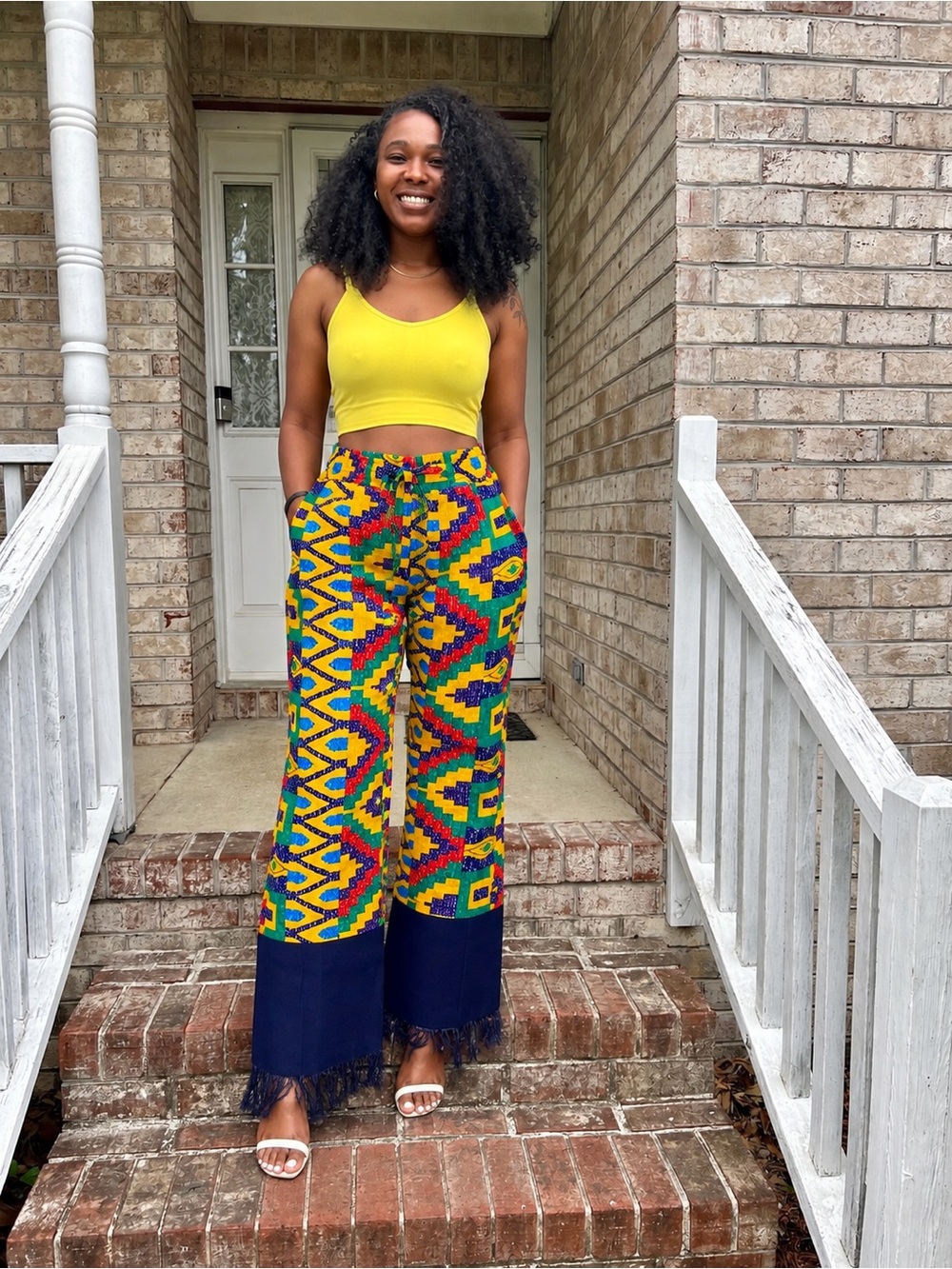 Vibrant Geometric Wide-Leg Cargo Pants in Multicolor